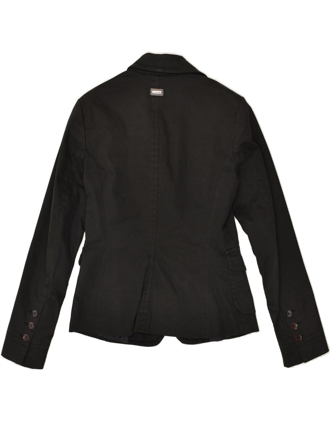 TRUSSARDI Womens 3 Button Blazer Jacket IT 42 Medium Black Cotton | Vintage Trussardi | Thrift | Second-Hand Trussardi | Used Clothing | Messina Hembry 