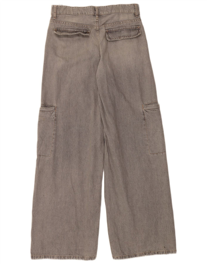 Jeans ZARA da donna cargo a gamba larga EU 40 medio W30 L34 cotone grigio