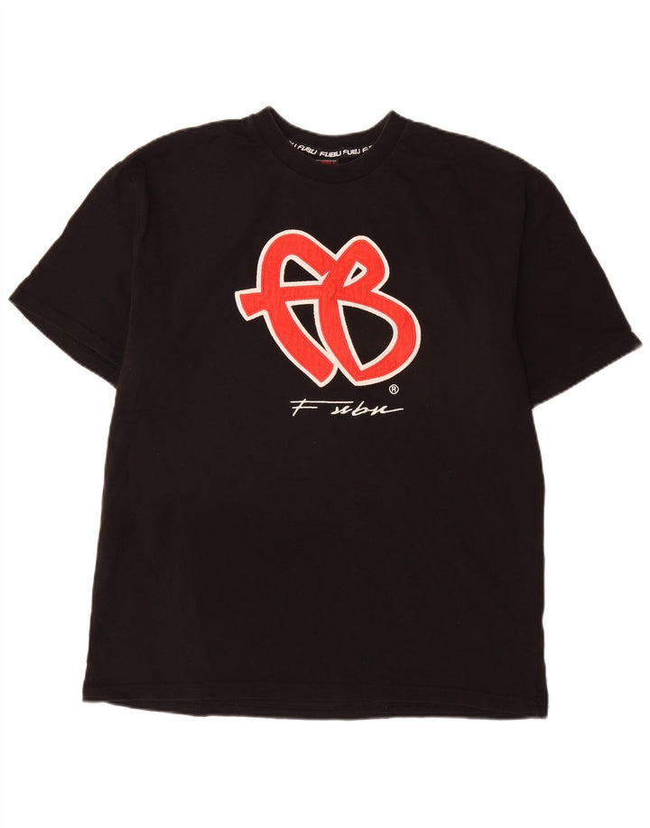 T-shirt grafica da uomo Fubu Top grande in cotone nero