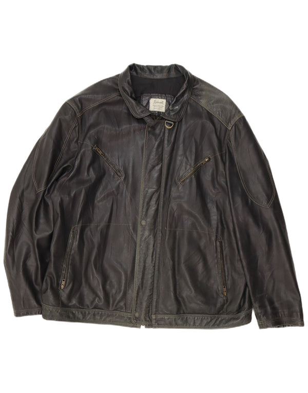 Giacca in pelle vintage da uomo UK 44 2XL Nera