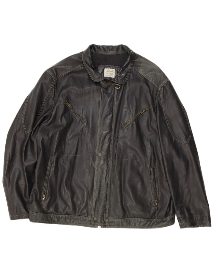 Giacca in pelle vintage da uomo UK 44 2XL Nera