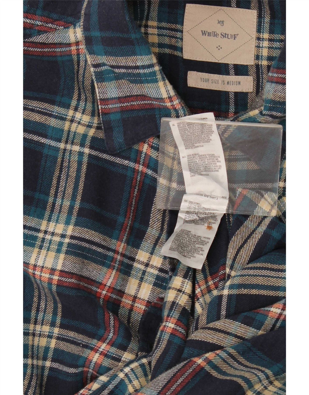 Camicia da uomo in flanella di White Stuff in cotone a quadri blu medio