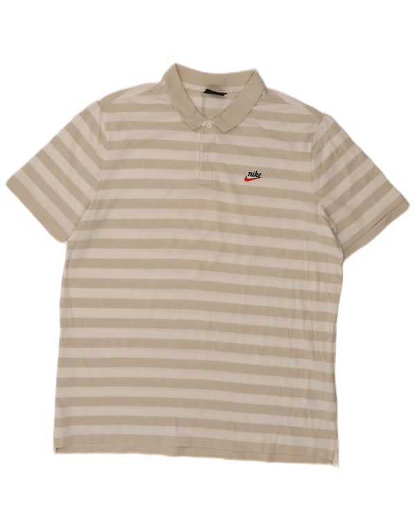 Polo Nike da uomo XL in cotone a righe beige