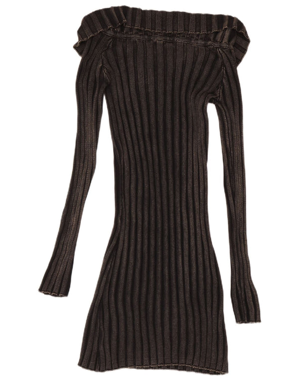 Abito maglione a maniche lunghe da donna ZARA UK 14 grande cotone nero