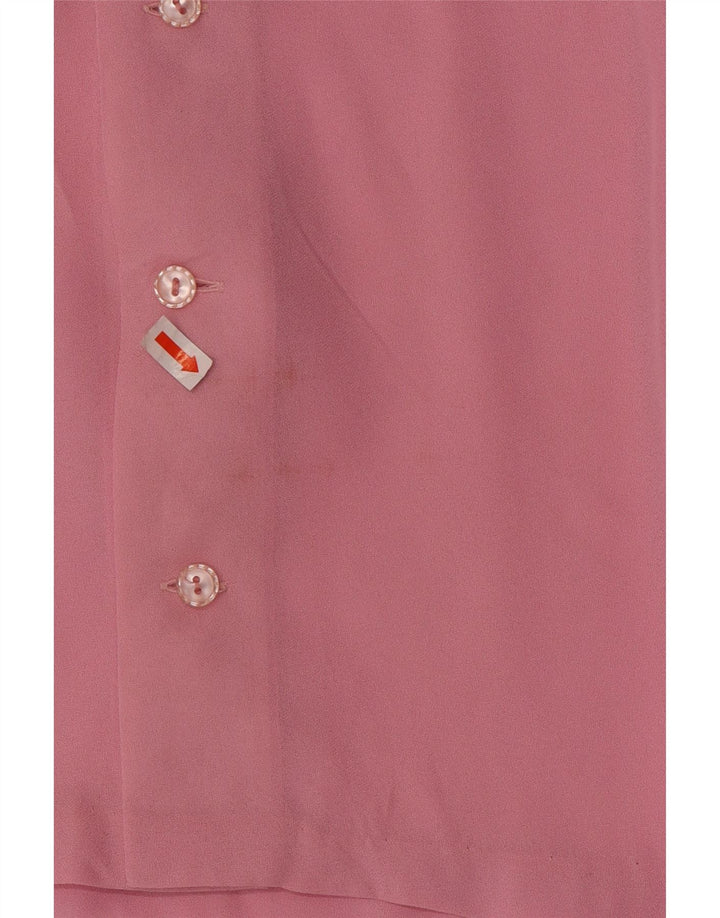 Top camicetta a maniche lunghe da donna vintage UK 12 rosa medio