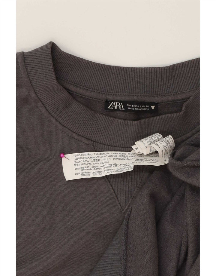 Felpa oversize da donna Zara UK 10 piccola in cotone grigio