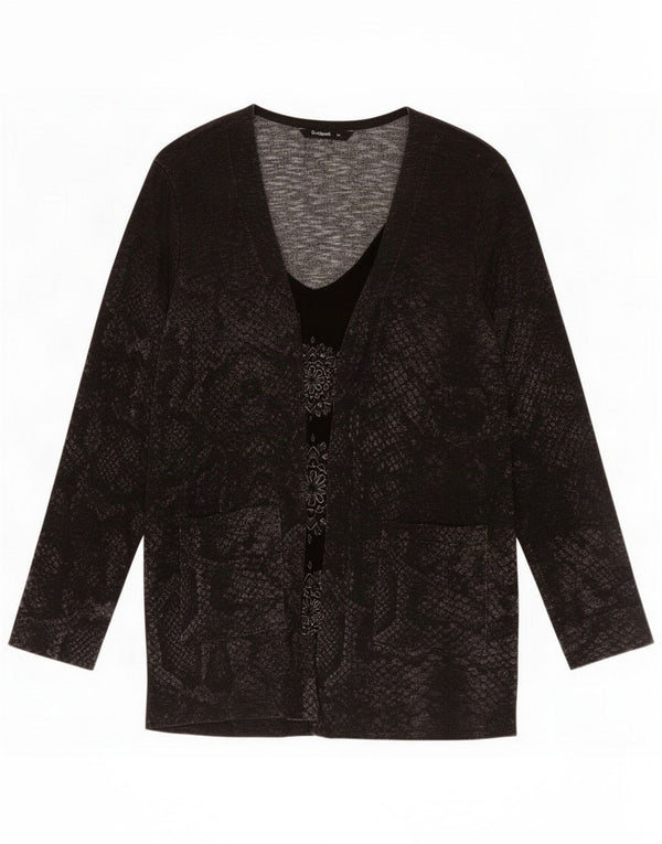 Desigual Camicetta a maniche lunghe da donna UK 18 XL Grigio Animal Print Viscosa