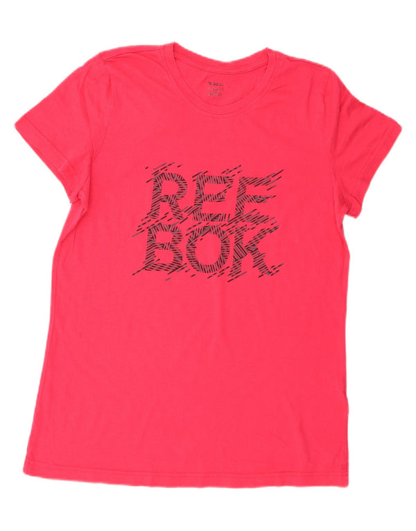 T-shirt grafica Reebok da donna Top UK 20/22 XL cotone rosa