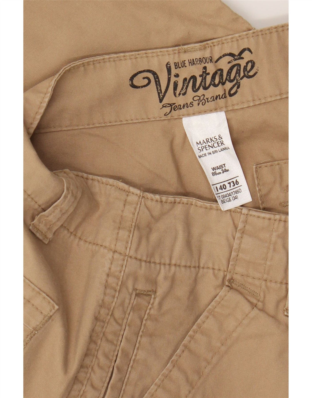 Bermuda da uomo Marks & Spencer Blue Harbour Cargo W34 Large Beige