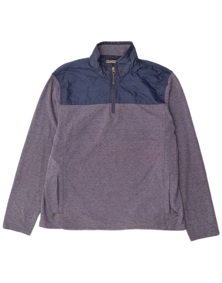 Felpa da uomo con collo con zip Eddie Bauer, maglione grande, colore blu