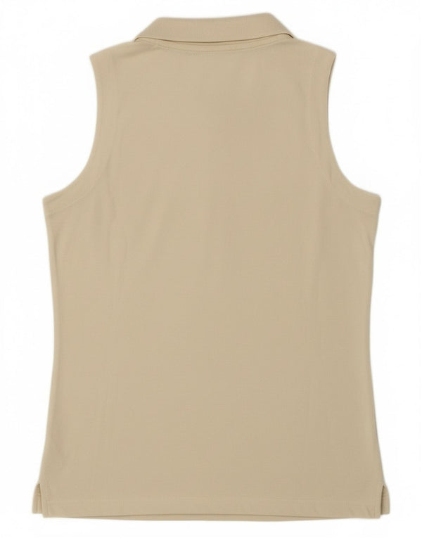 Polo senza maniche da donna Asics UK 10 Small in cotone bianco sporco