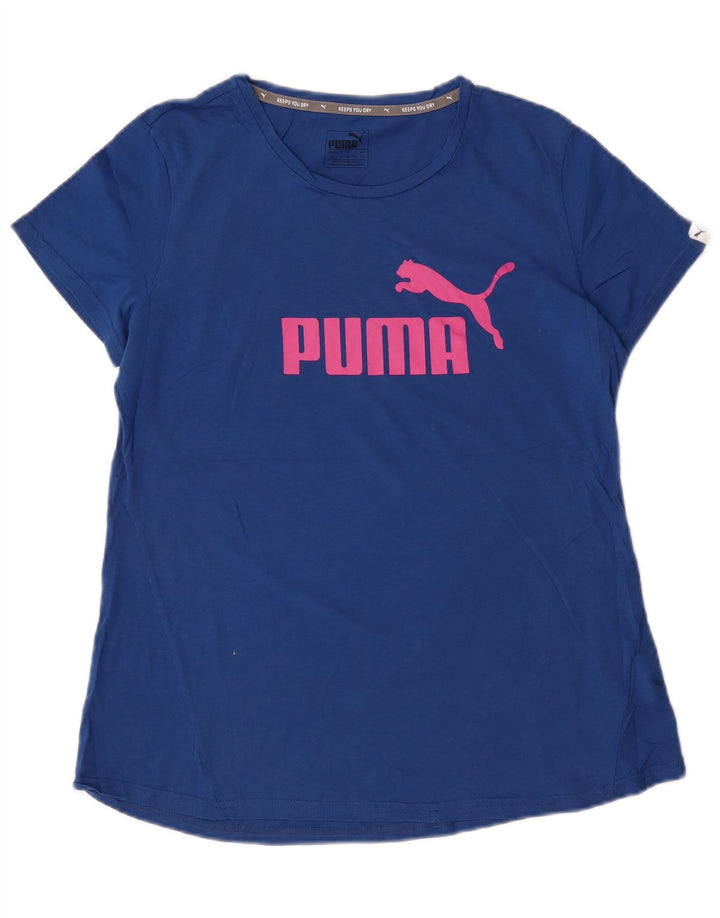 T-shirt grafica da donna Puma Top UK 14 cotone blu medio