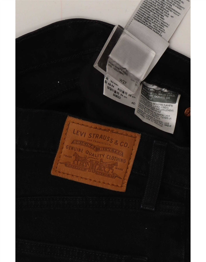 Pantaloncini di jeans invecchiati Levi's da donna W27 piccoli in cotone nero