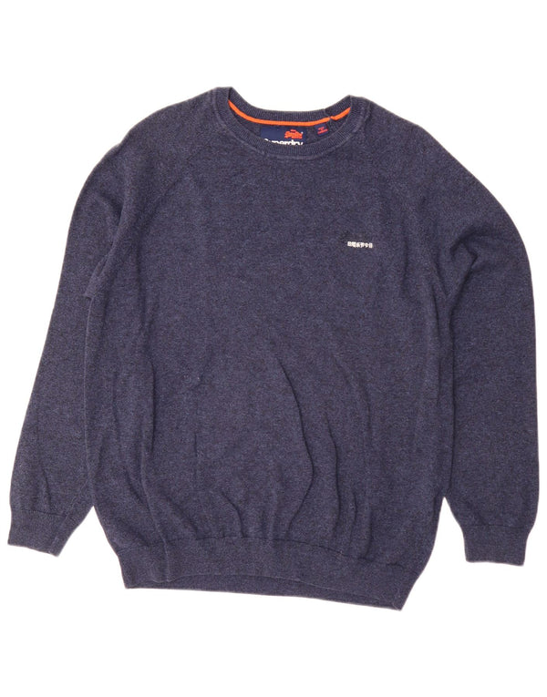 Maglione maglione con scollo a barca da uomo Superdry 2XL cotone blu navy