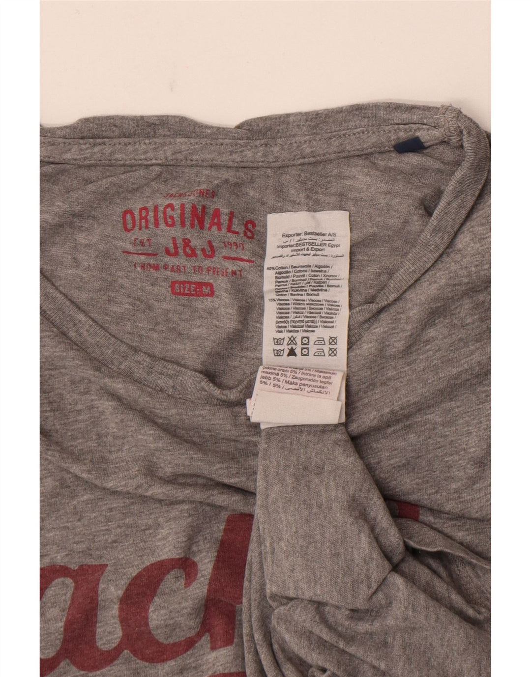 T-shirt grafica da uomo Jack & Jones Top in cotone chiazzato grigio medio
