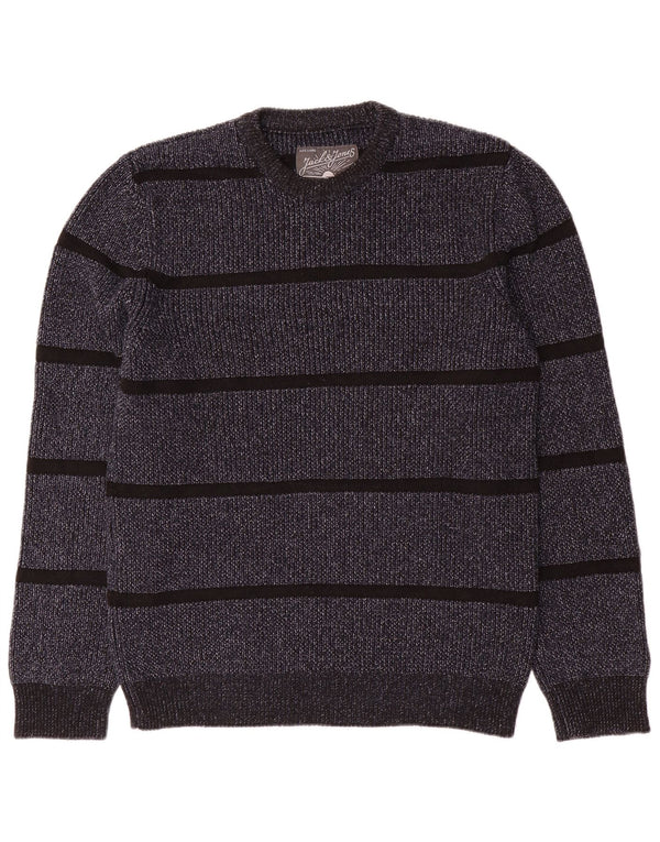 Maglione maglione girocollo da uomo Jack & Jones grande cotone a righe blu navy