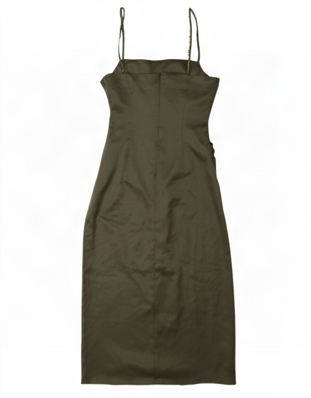 Vestito lungo senza maniche da donna Zara UK 10 piccolo poliestere verde
