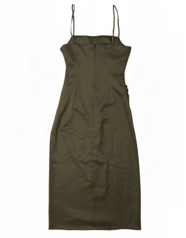 Vestito lungo senza maniche da donna Zara UK 10 piccolo poliestere verde