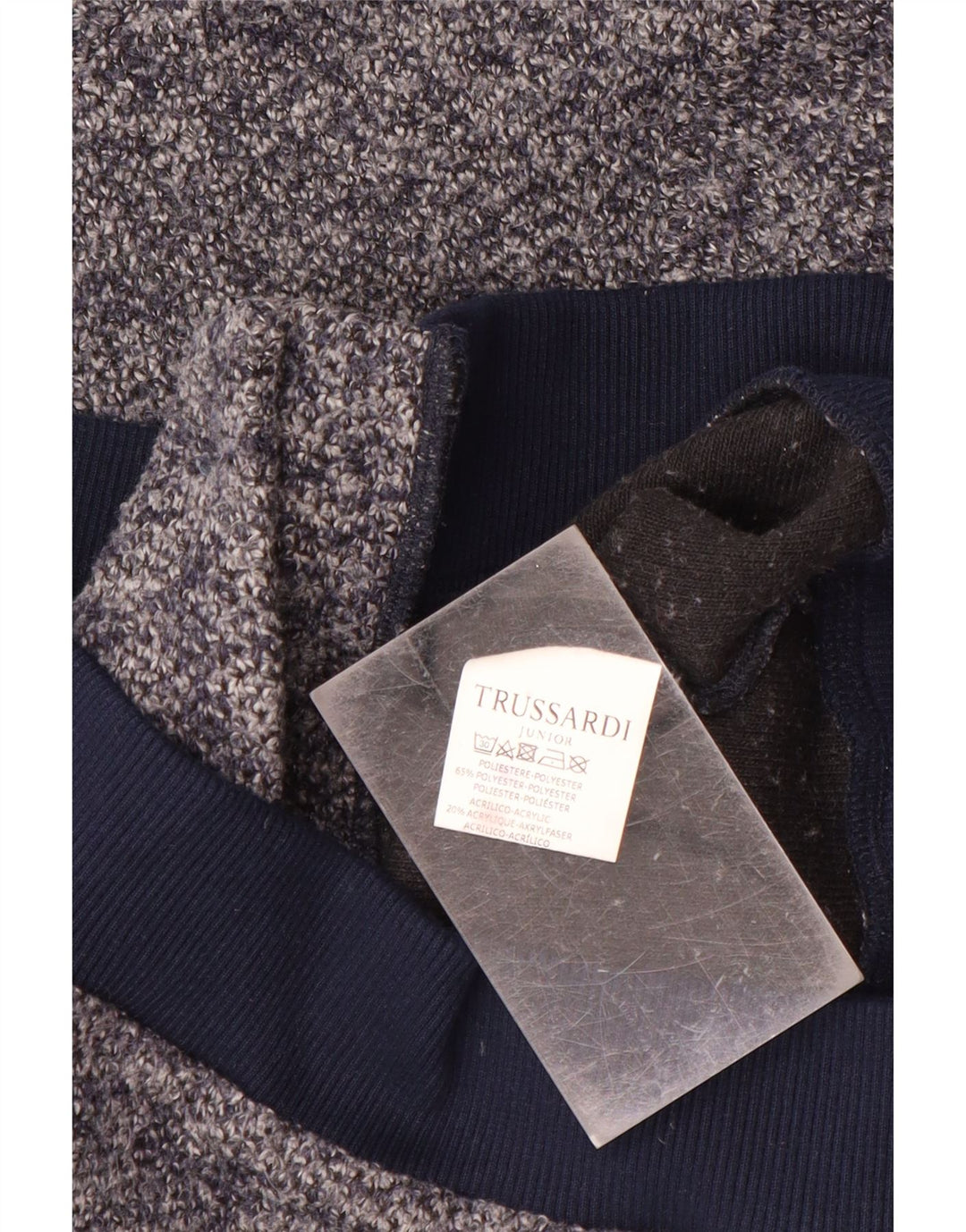 TRUSSARDI JUNIOR Boys Knit Bomber Jacket 11-12 Years Navy Blue Flecked