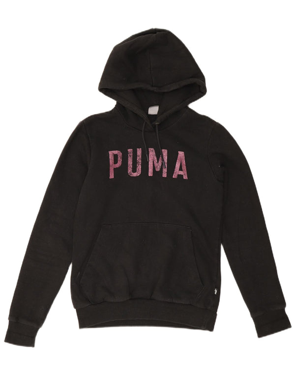 Felpa con cappuccio oversize grafica da donna Puma UK 6 XS cotone nero