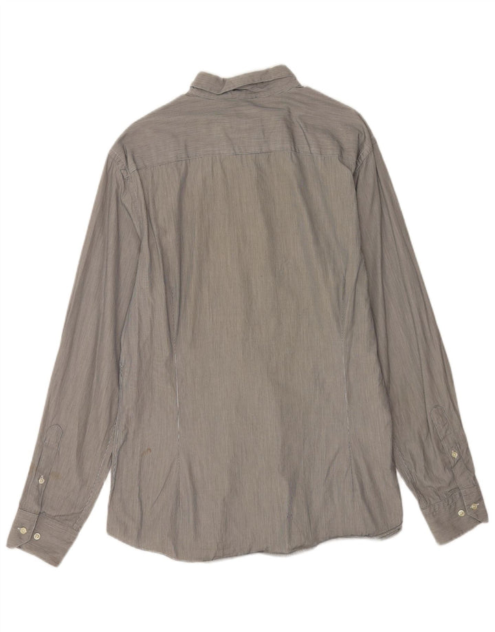 Camicia da uomo slim fit Massimo Dutti XL in cotone a righe grigie