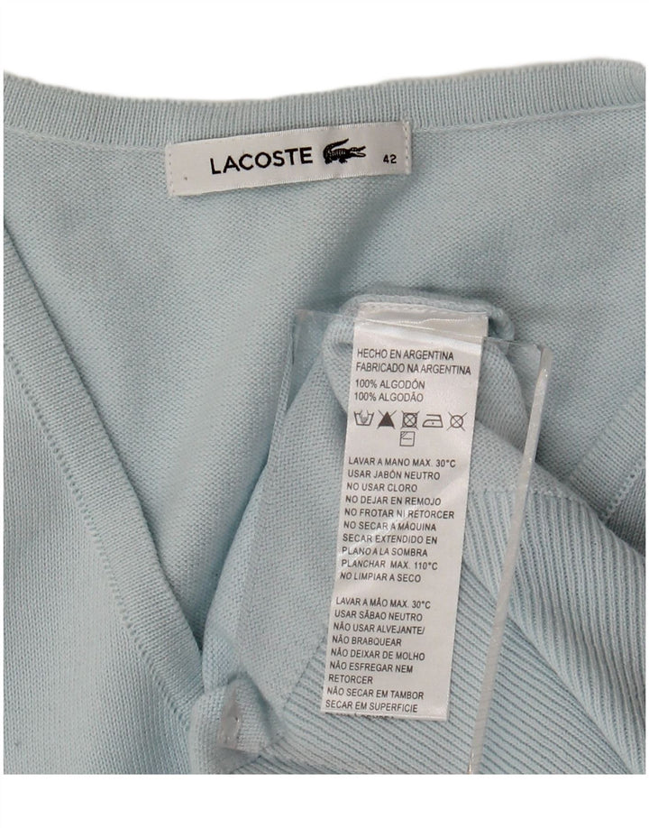 Maglione da donna con scollo a V Lacoste taglia 42 grande cotone blu