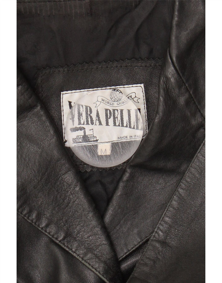 VINTAGE Womens Leather Jacket UK 14 Medium Black Leather Vintage Vintage and Second-Hand Vintage from Messina Hembry 