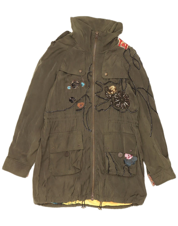 Desigual Giacca Parka con grafica militare da donna EU 38 Verde medio floreale