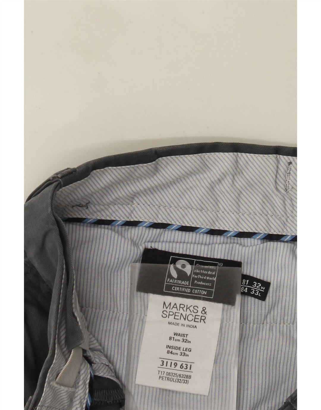 Pantaloni da abito dritti da uomo Marks & Spencer W32 L33 in cotone grigio