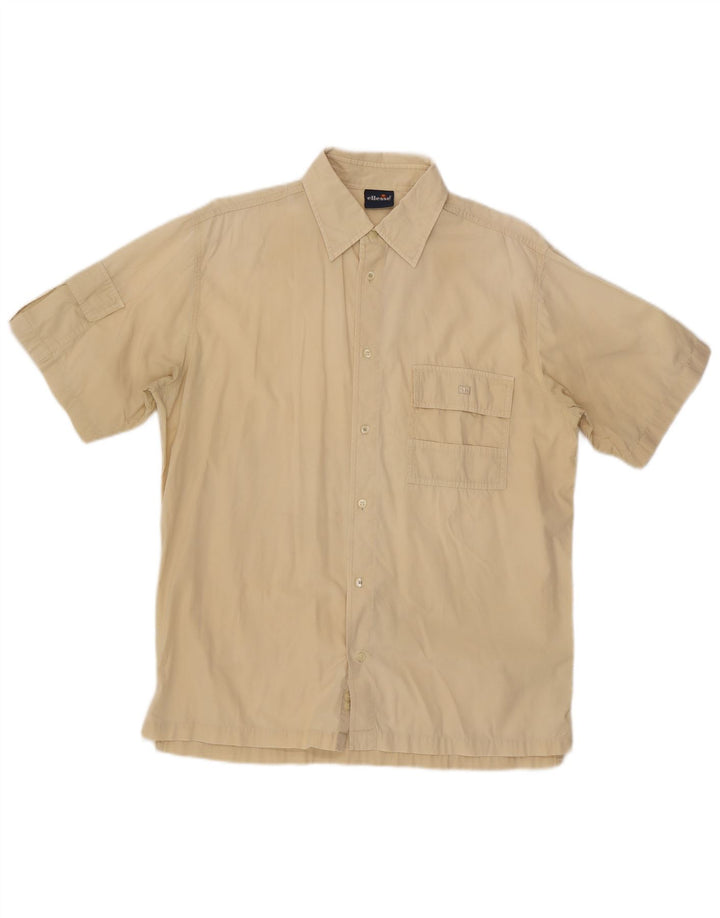 Camicia da uomo a maniche corte Ellesse grande in cotone beige