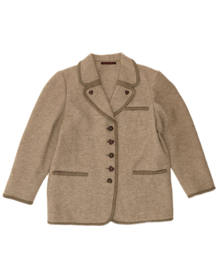 Giacca blazer da donna a 5 bottoni VINTAGE UK 16 grande beige