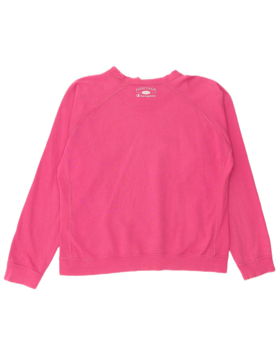 Felpa con grafica da donna CHAMPION Maglione UK 16 Large Pink Cotton