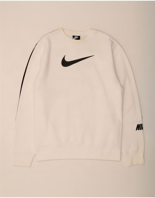 Felpa grafica Nike da uomo, maglione grande, cotone bianco