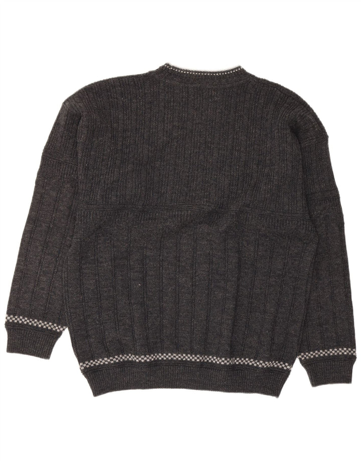 Maglione girocollo grafico da uomo Xavier grande lana grigia