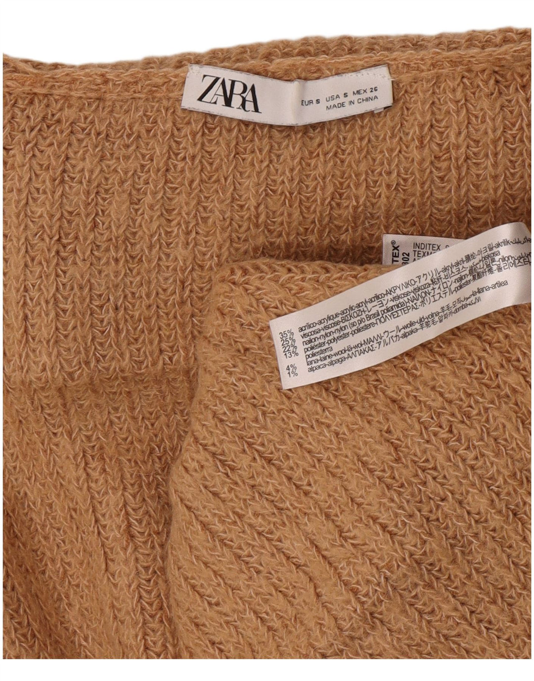 Maglione a collo alto oversize da donna Zara UK 10 piccolo acrilico beige