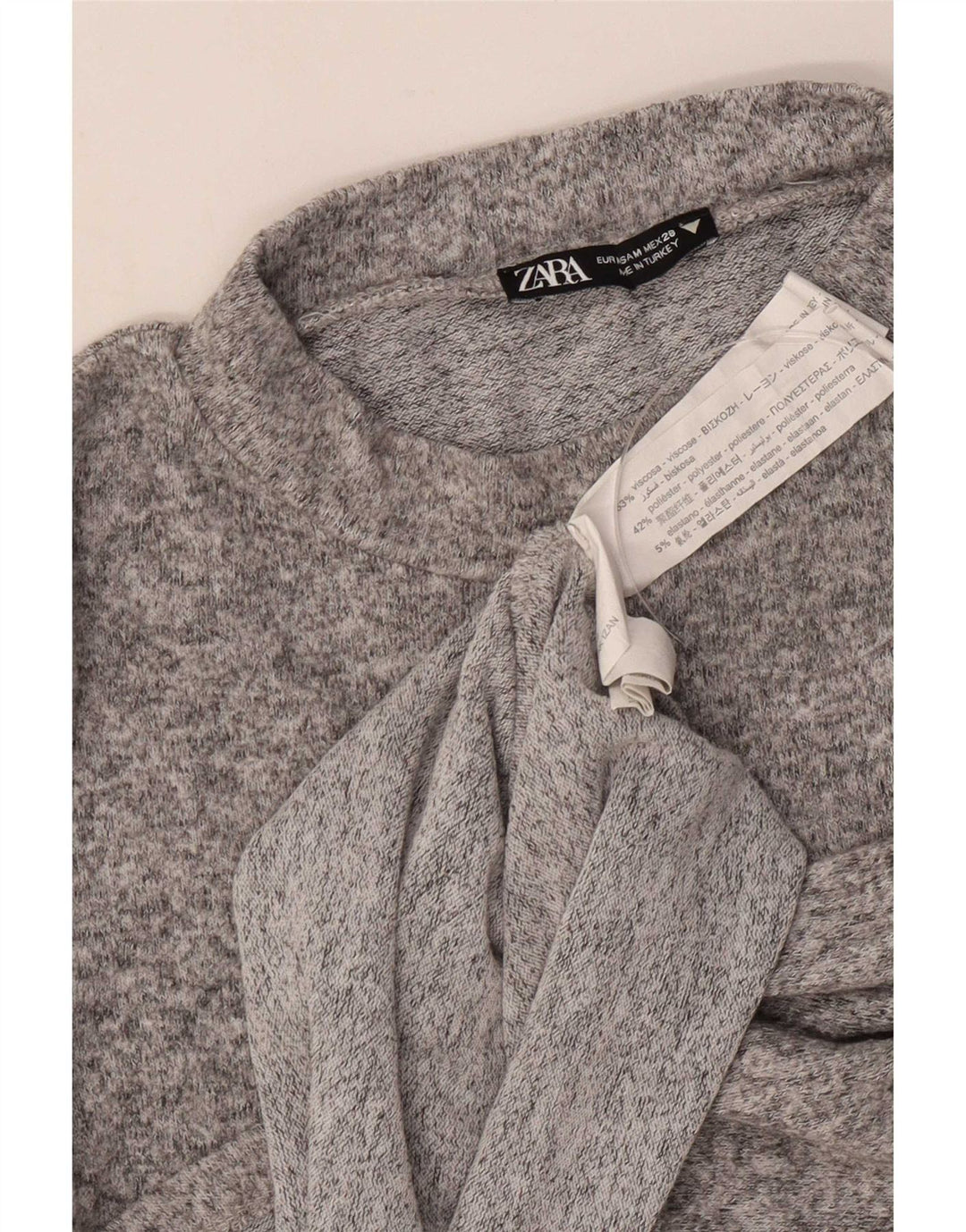 Camicetta a maniche lunghe da donna Zara UK 12 Viscosa screziata grigio medio