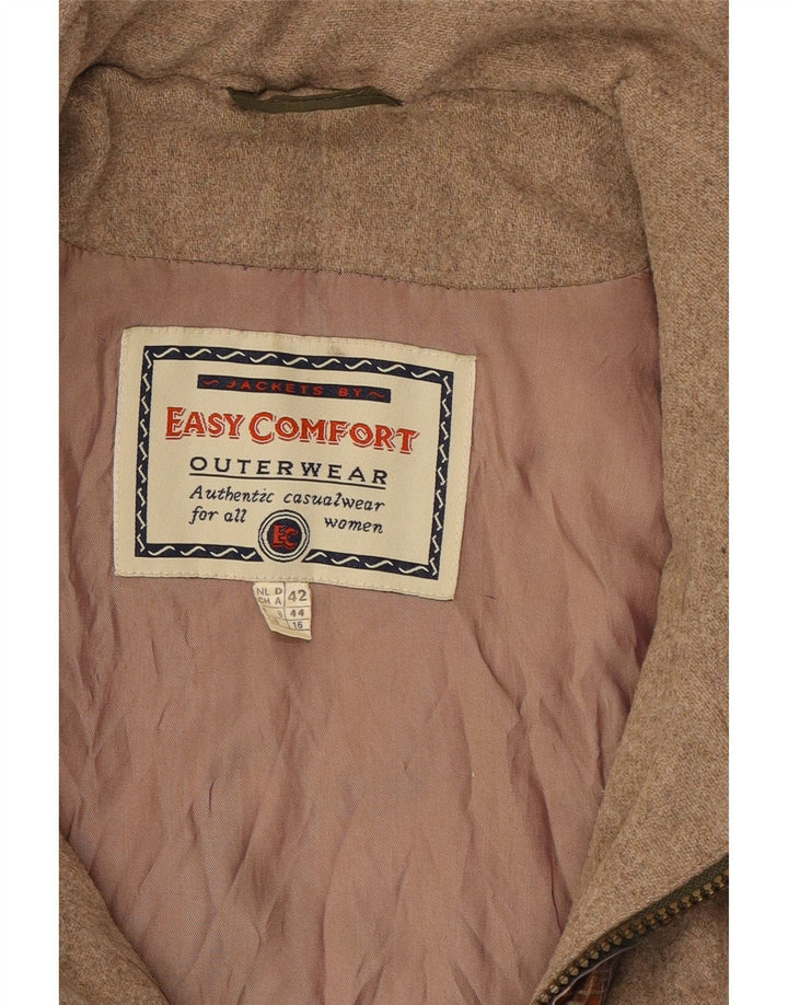 EASY COMFORT Womens Windbreaker Coat UK 16 Large  Khaki Check Polyester