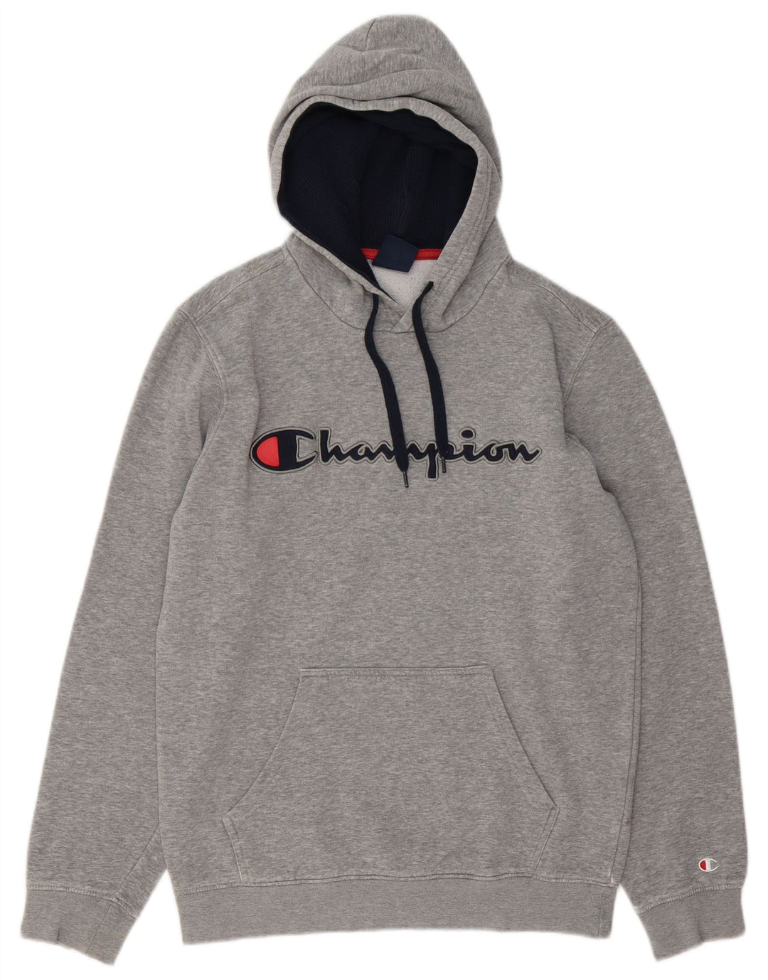 Maglione con cappuccio grafico da uomo CHAMPION in cotone screziato grigio medio