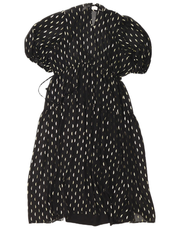 Abito lungo da donna H&M UK 14 Poliestere maculato nero medio