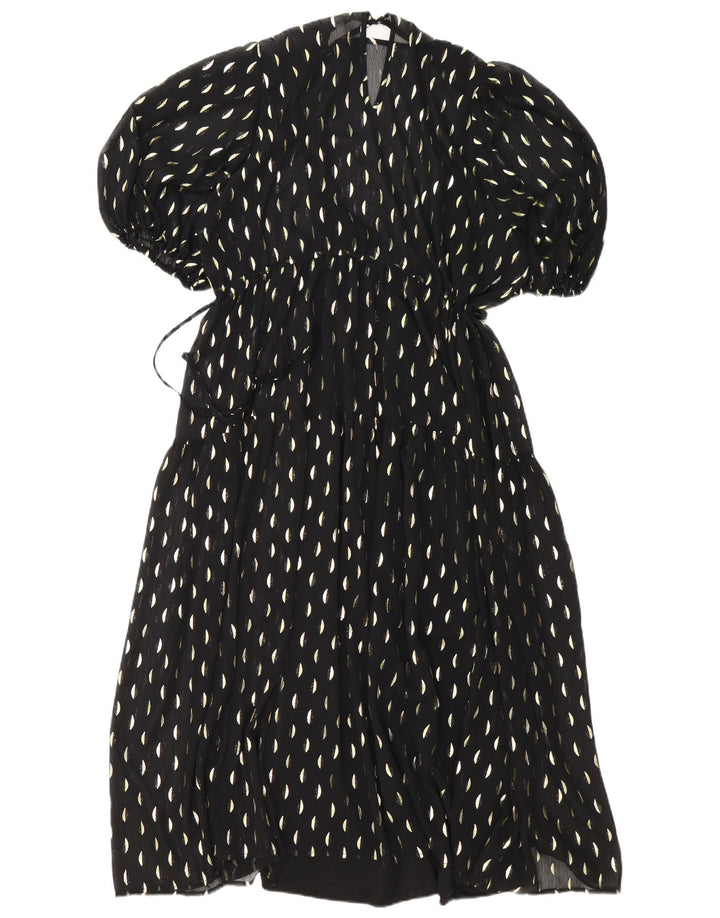 Abito lungo da donna H&M UK 14 Poliestere maculato nero medio