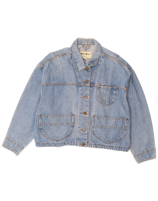 EDDIE BAUER Giacca di jeans oversize da donna UK 14 Cotone blu medio