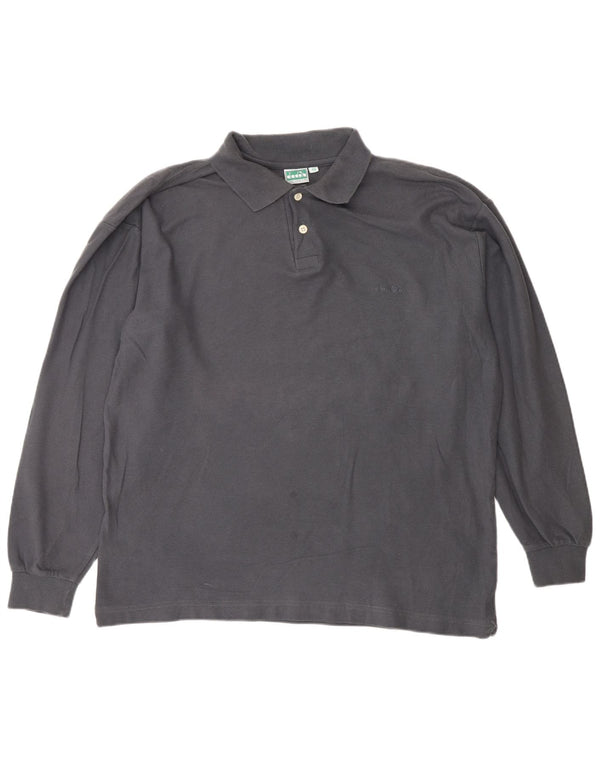 Polo DIADORA Uomo Manica Lunga IT 48 Cotone Grigio Medio