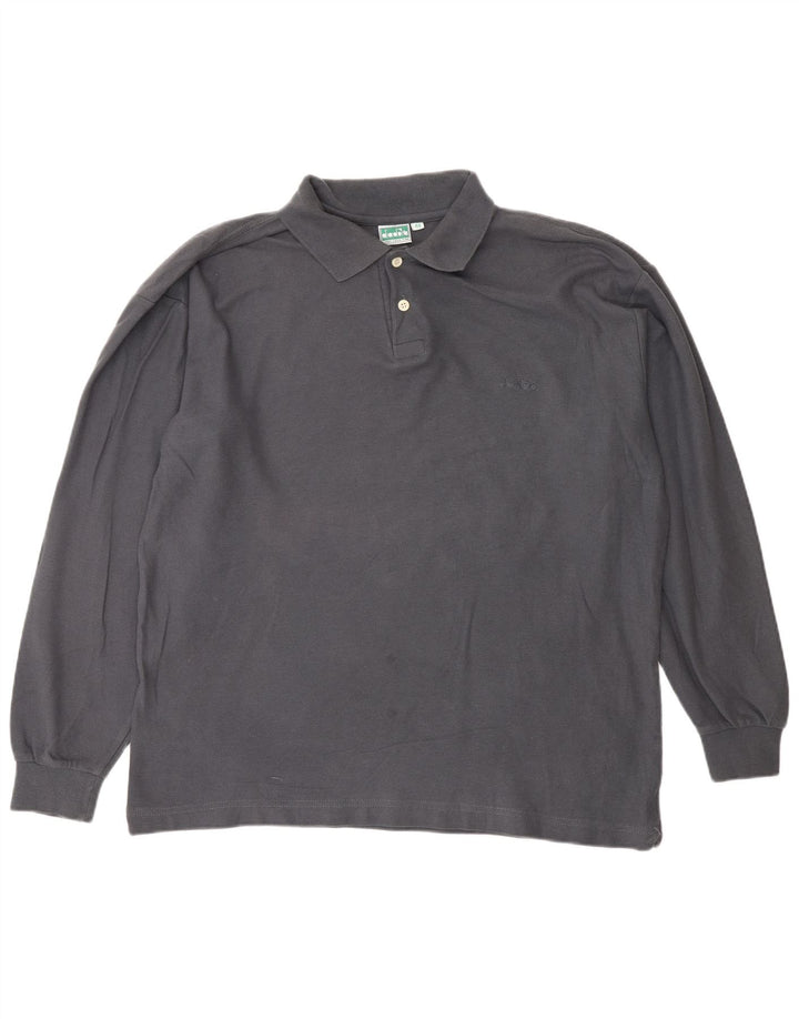 Polo DIADORA Uomo Manica Lunga IT 48 Cotone Grigio Medio