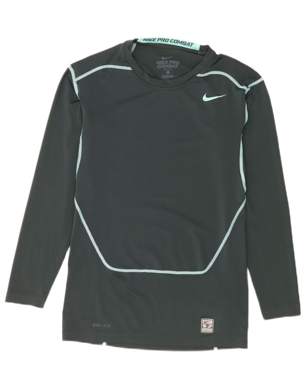 Top Nike Dri Fit Graphic da uomo a maniche lunghe, grande, in poliestere verde