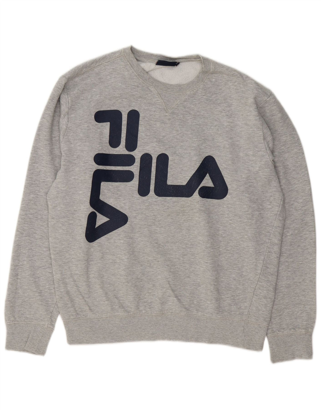 Felpa grafica da uomo Fila Maglione grande cotone chiazzato grigio