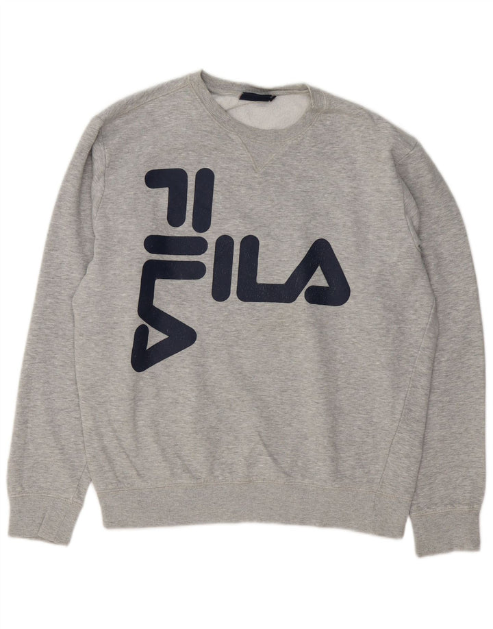 Felpa grafica da uomo Fila Maglione grande cotone chiazzato grigio