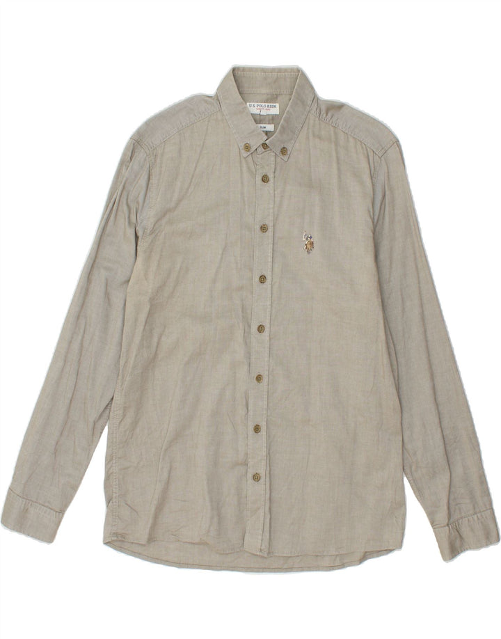 U.S. POLO ASSN. Mens Slim Fit Shirt Medium Grey Cotton Vintage U.S. Polo Assn. and Second-Hand U.S. Polo Assn. from Messina Hembry 