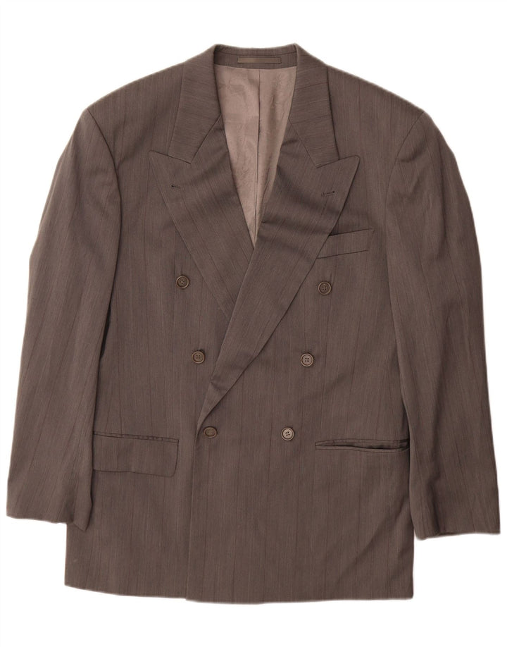 Giacca blazer doppiopetto da uomo Hugo Boss IT 50 grande lana a righe grigie