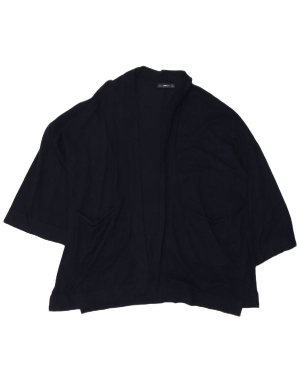 Maglione cardigan oversize con maniche a 3/4 da donna Zara UK 16 grande blu navy