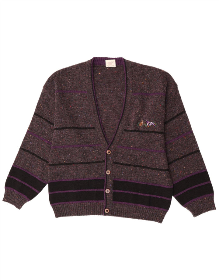 Maglione cardigan da uomo Angelo Litrico Acrilico a righe viola medio